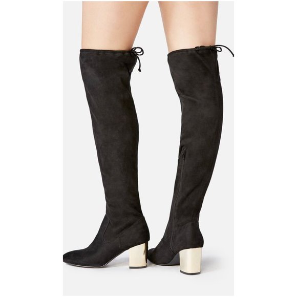 Over Knee Gold Heel Boots - Picture 1 of 4